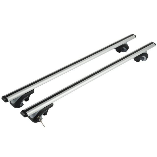 Barras transversales universales ajustables y resistentes para techo de coche para rieles de techo elevados 