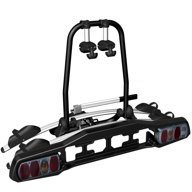Barra de remolque plegable, inclinable, bloqueable, de 50 mm, portabicicletas de transporte para 2 bicicletas, carga máxima de 30 kg 