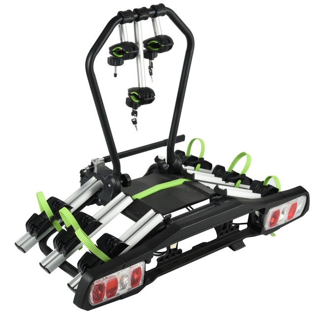 Marco de montaje para barra de remolque, 3 bicicletas, portabicicletas plegable e inclinable, enchufe de 13 pines 