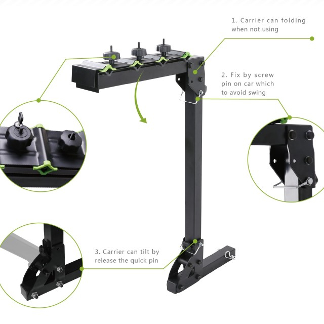 Portabicicletas para 4 bicicletas montado en enganche de remolque de 1,25' y 2' con SUV